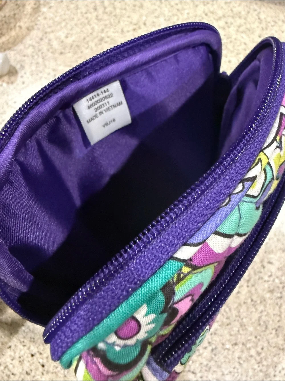 Vera Bradley Quilted Paisley Cosmetic Pouch in Purple, Teal & Green